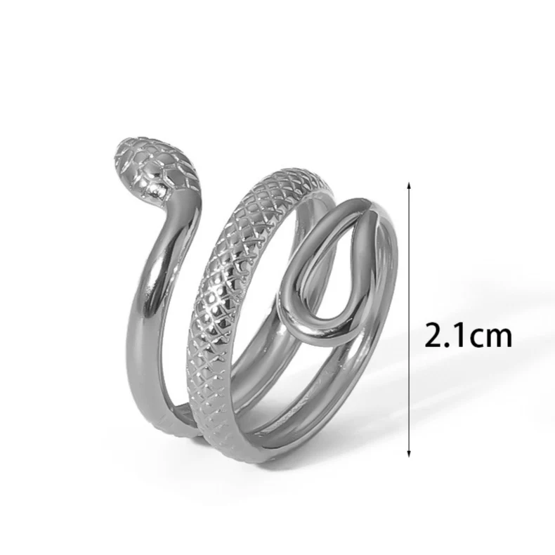 18K Gold Plated Hollow Snake Chain Ring - Image 5