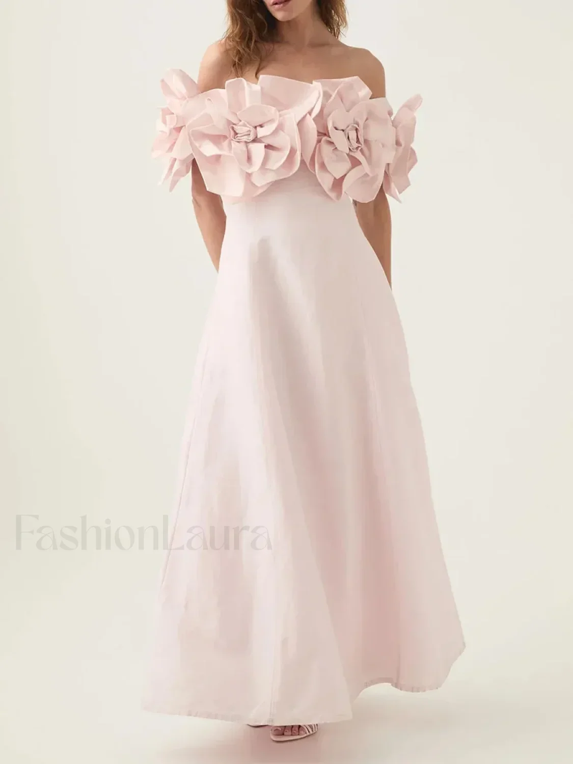 Applique Solid Slash Maxi Dress - Image 12