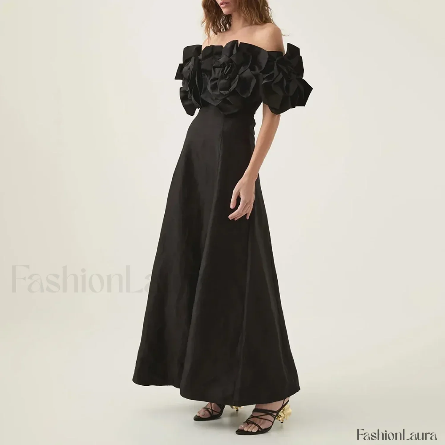 Applique Solid Slash Maxi Dress - Image 17