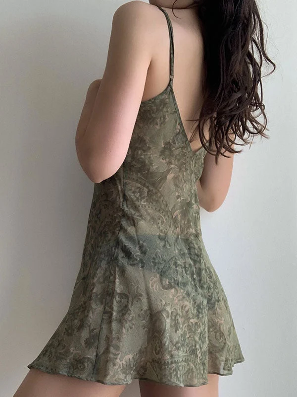 Backless Printed Slip Mini Dress - Image 23