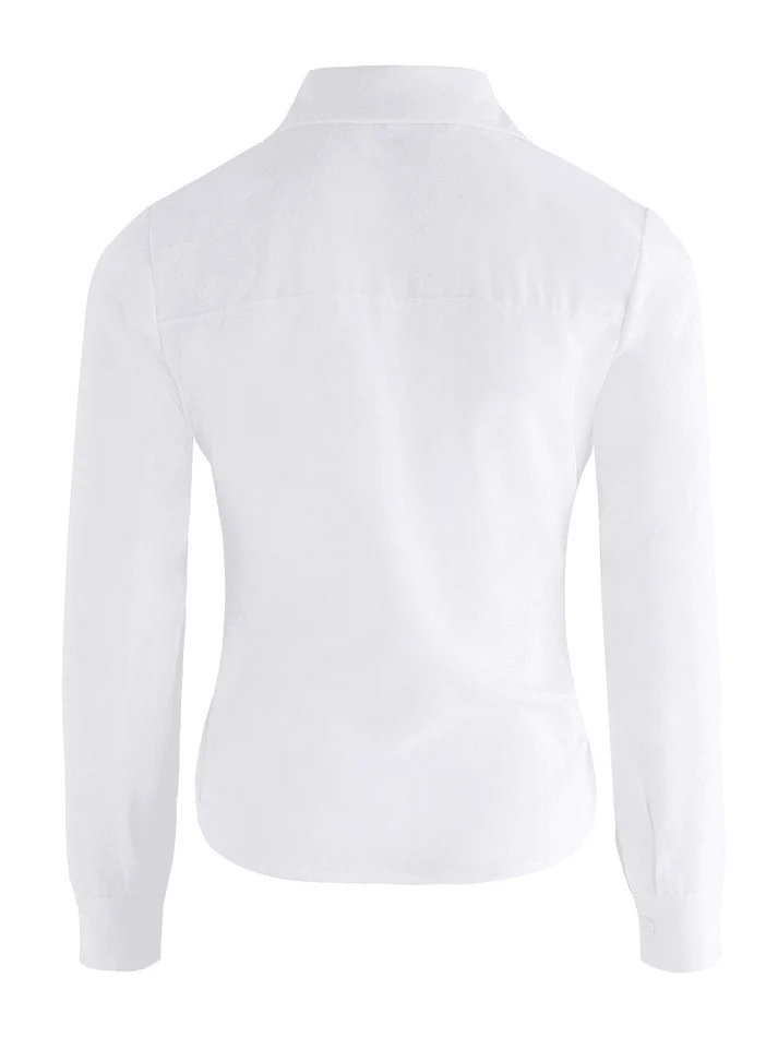 Basic Long Sleeve Button Blouse - Image 29