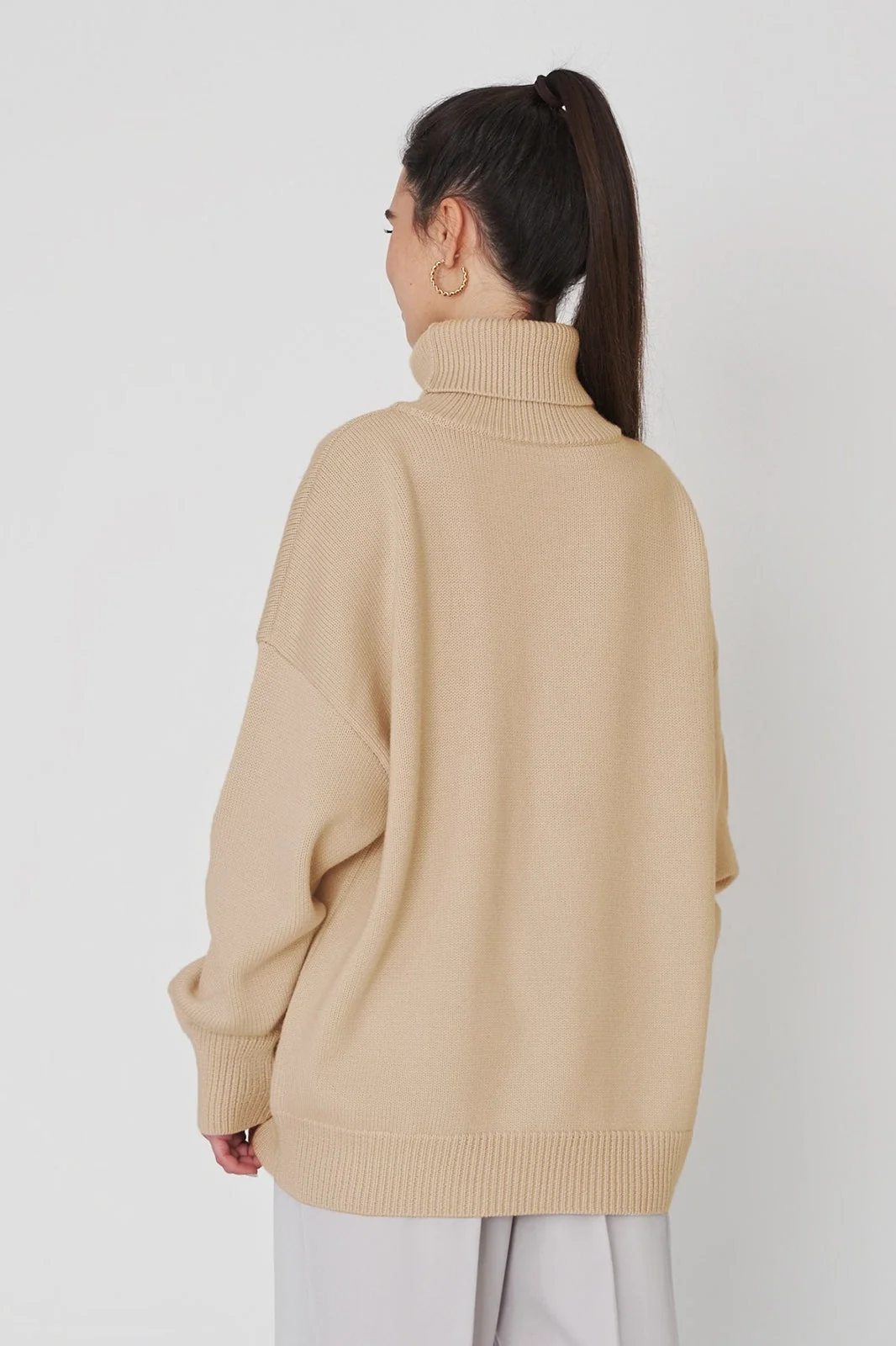 Basic Solid Knit Turtleneck Sweater - Image 56