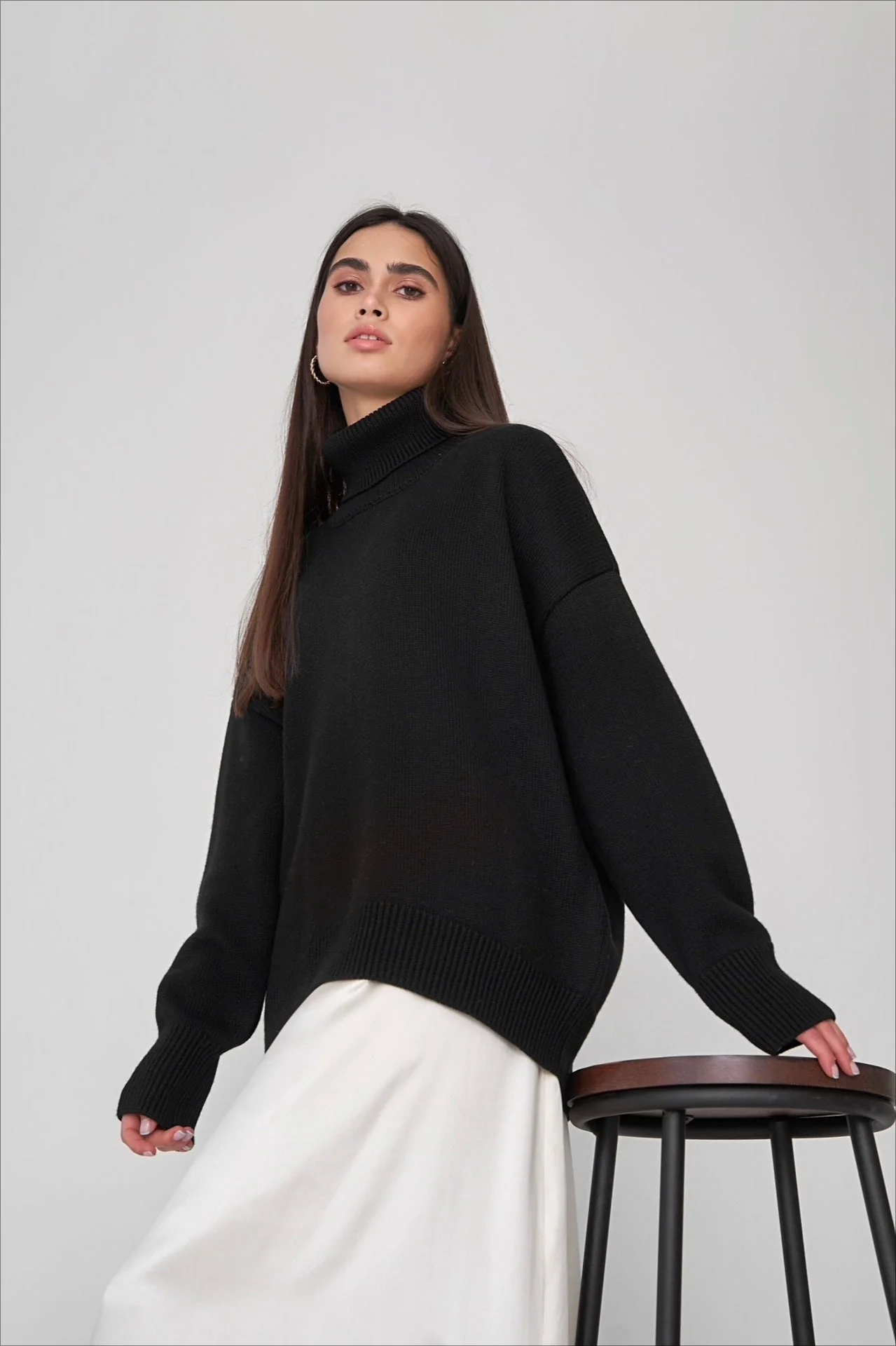Basic Solid Knit Turtleneck Sweater - Image 65