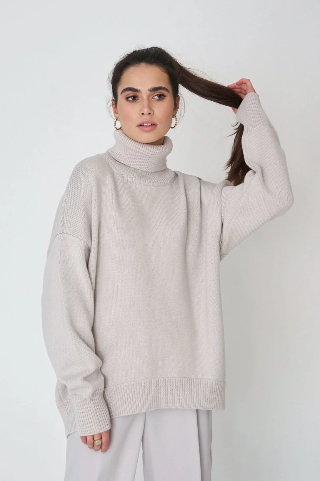 Basic Solid Knit Turtleneck Sweater - Image 69
