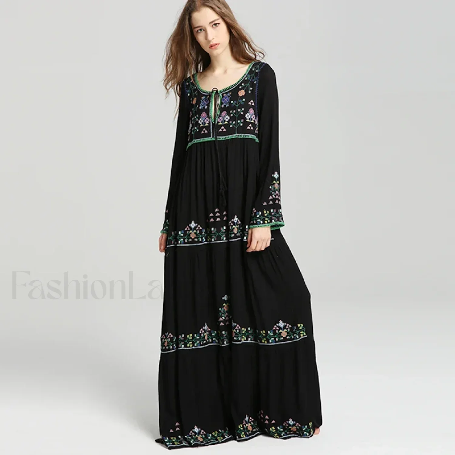 Black Tassel Vintage Boho Dress - Image 6