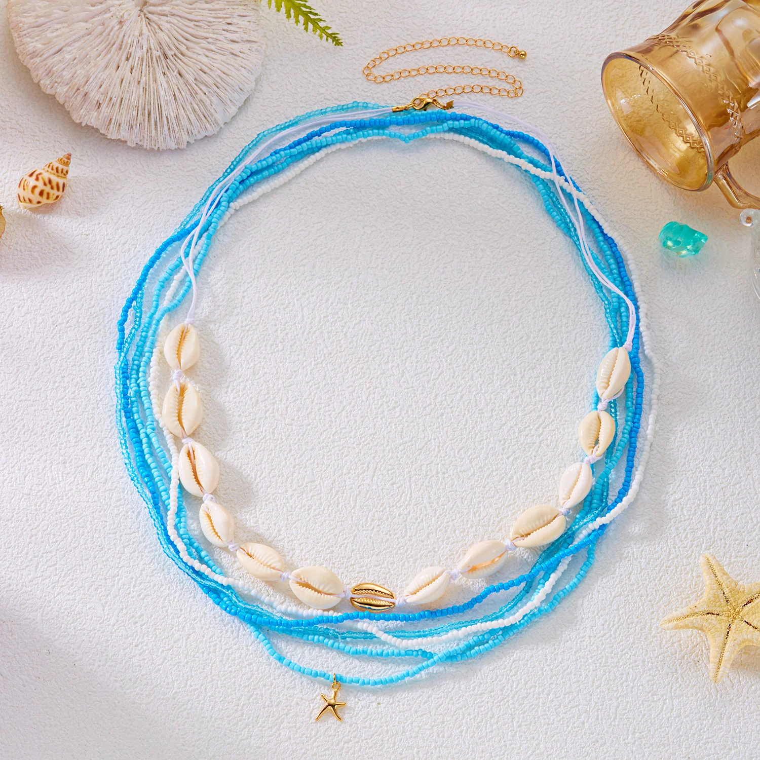 Boho Beaded Shell Starfish Layered Waist Chain - Image 14
