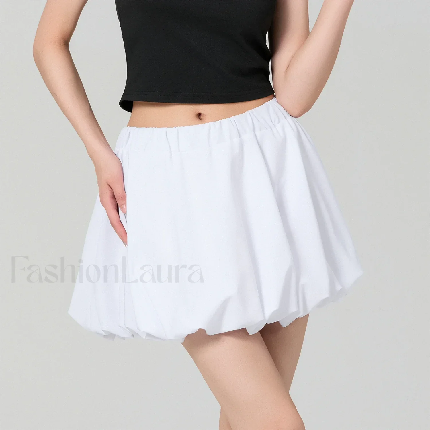 Bubble Plaid Elastic Mini Skirt - Image 3