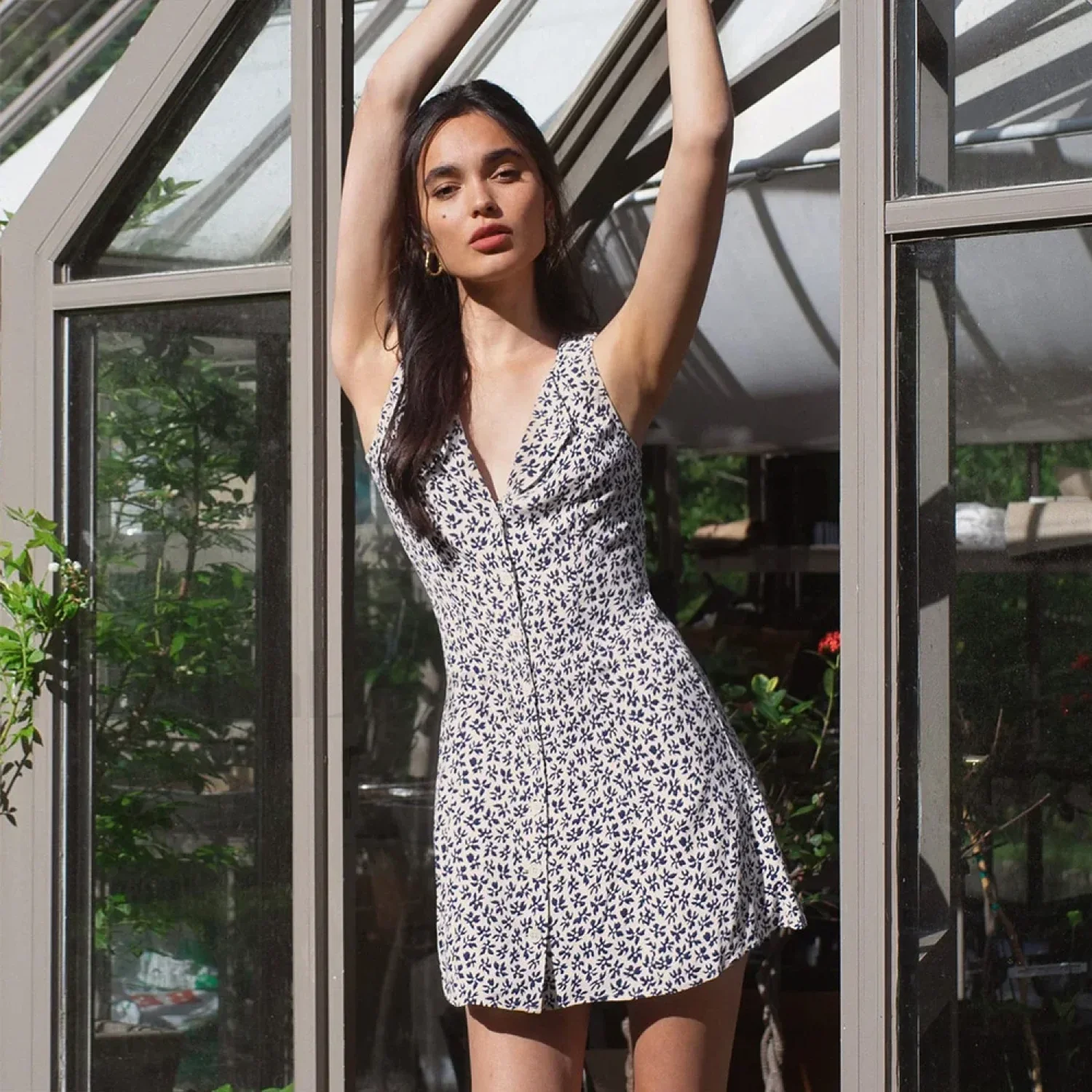 Button-Back V-Neck Floral Dress - Image 11
