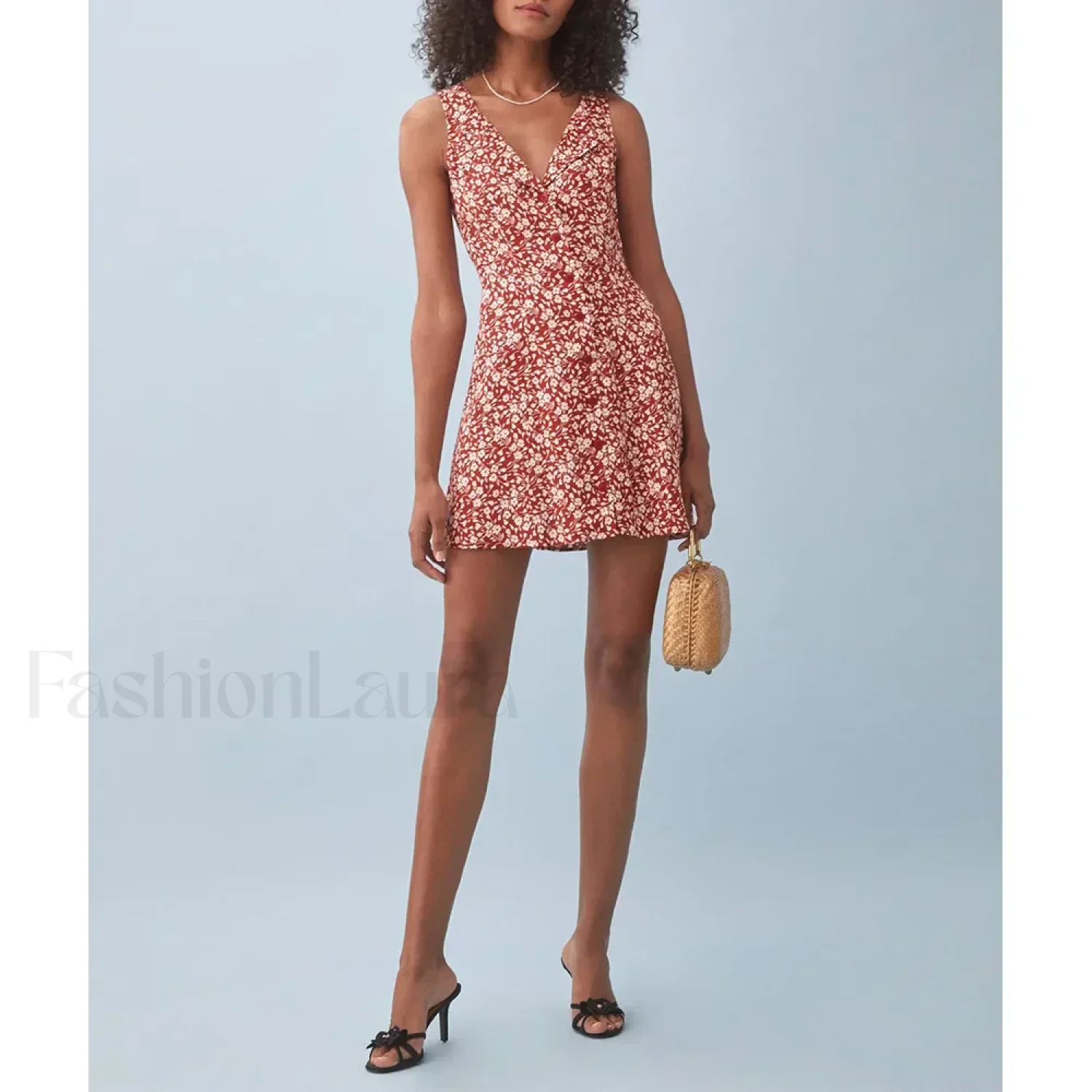 Button-Back V-Neck Floral Dress - Image 12