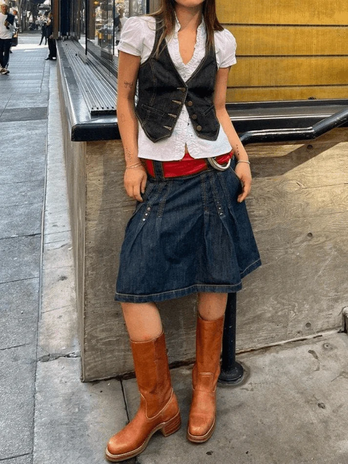 Buttoned Denim Y2K Corset Top - Image 14