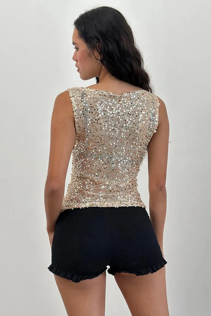 Casual Sequin Bodycon Tank Top - Image 7