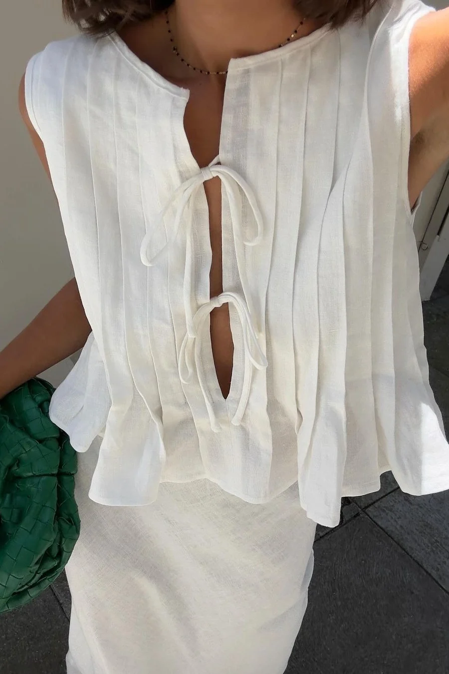 Chic Tie Strap Sleeveless Maxi Skirt Set - Image 2