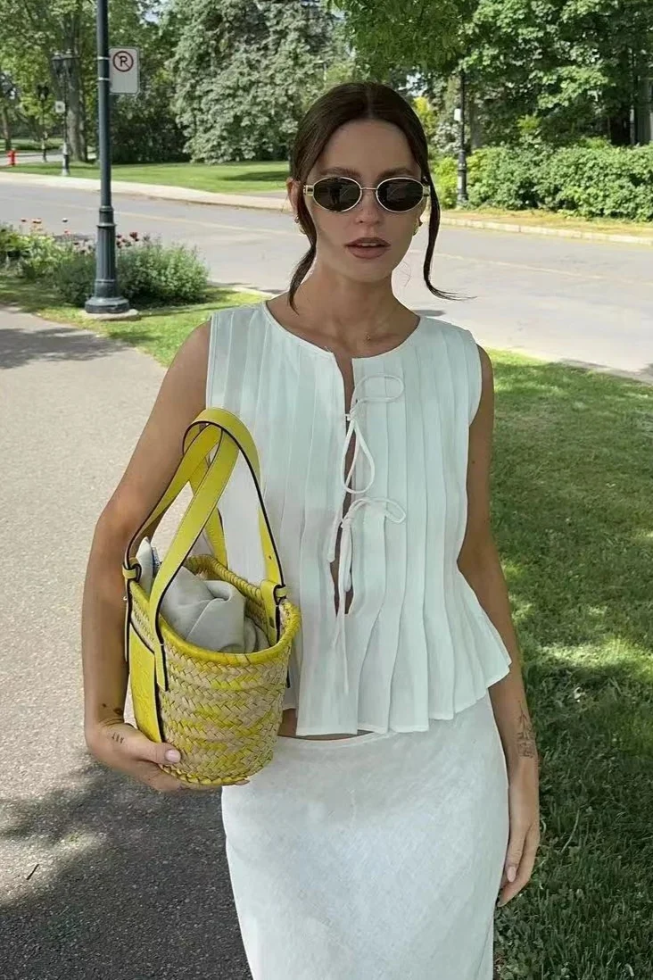 Chic Tie Strap Sleeveless Maxi Skirt Set - Image 4