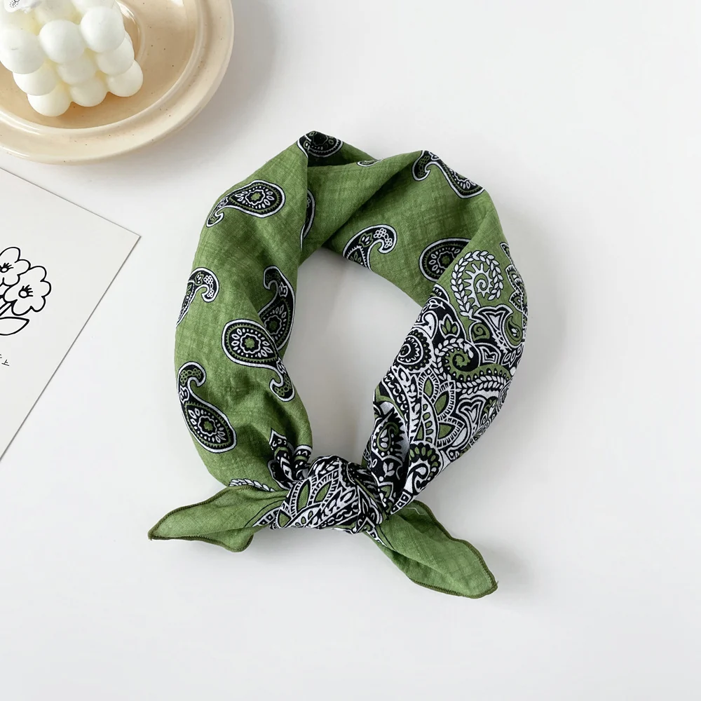 Cotton Paisley Print Square Head Neck Scarf