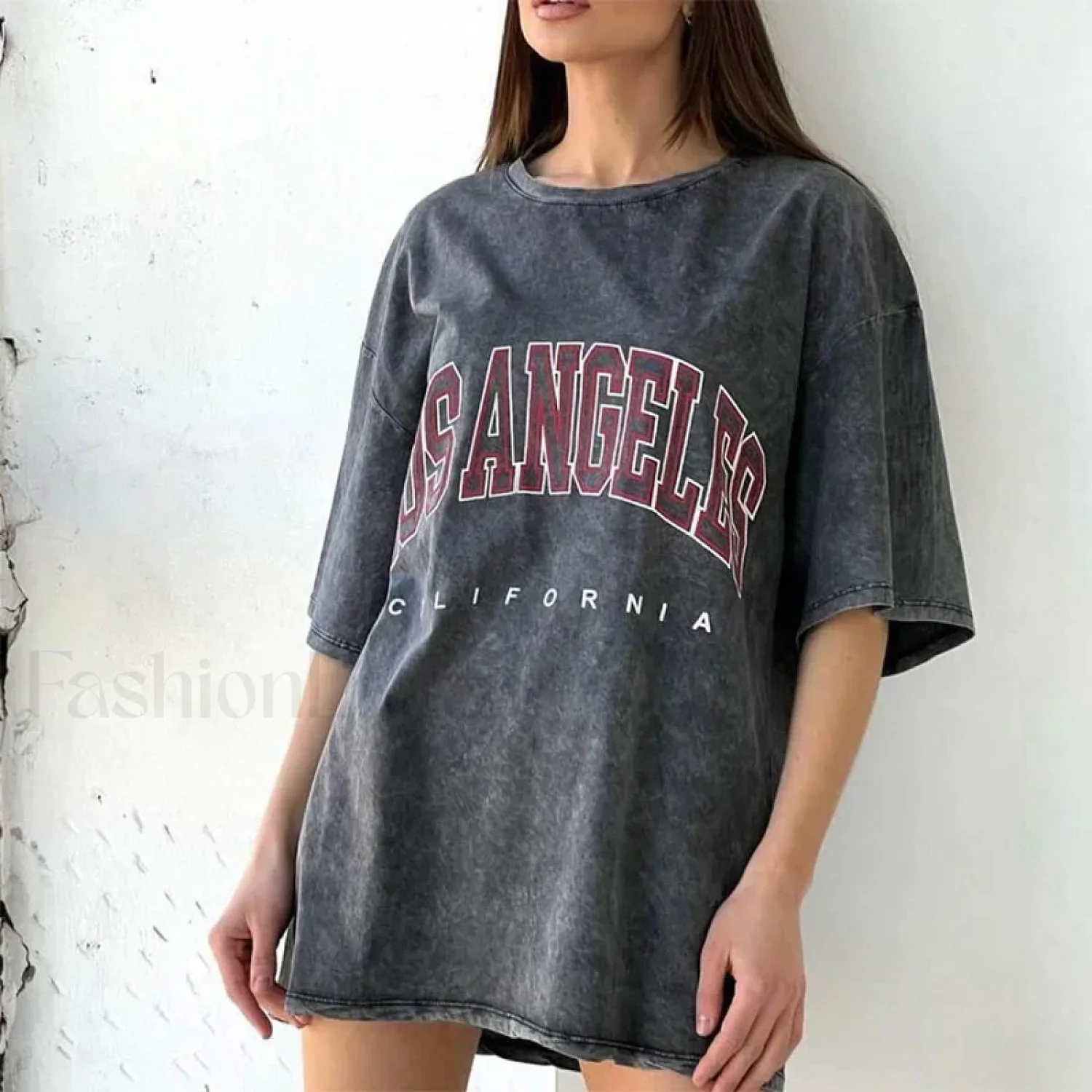 Cotton Washed Los Angeles Callfornia Print T-Shirt - Image 6