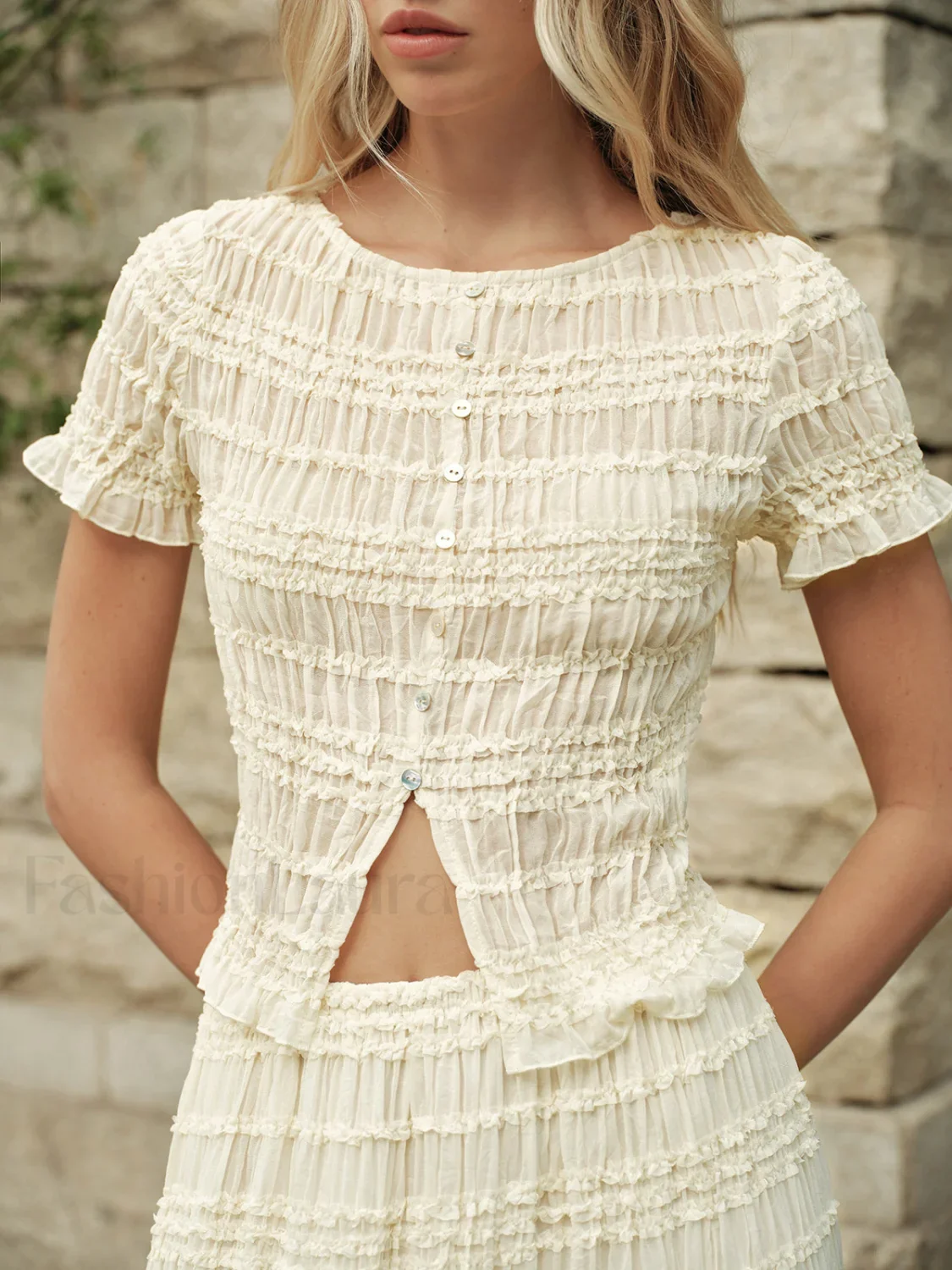 Ruffled Crop Top Skirt Set - Image 5