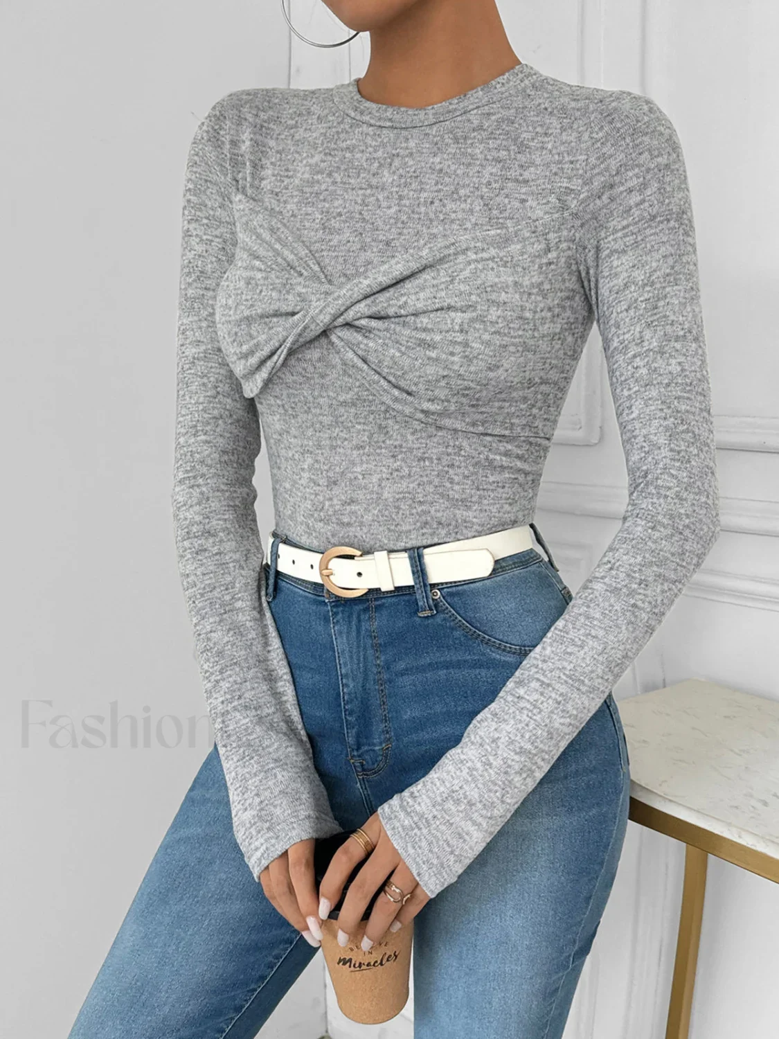 Knotted Skinny Jersey Top - Image 14