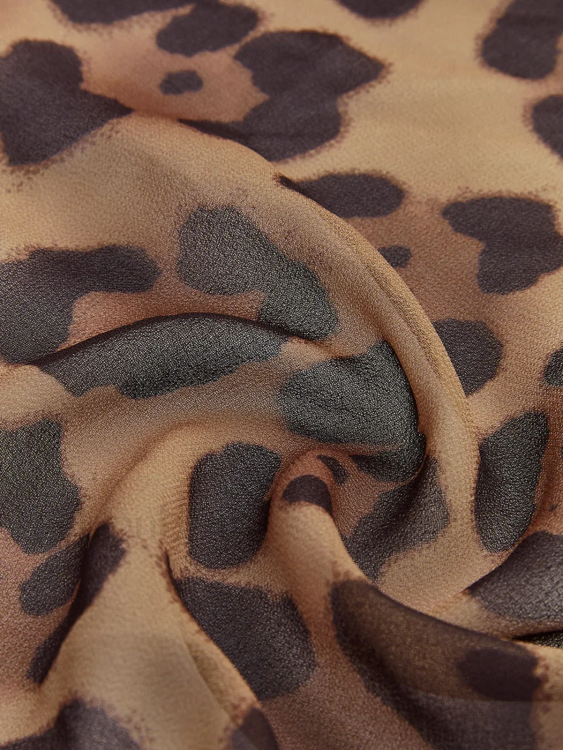 Leopard Print Semi-Sheer Ruffle V-Neck Blouse - Image 7