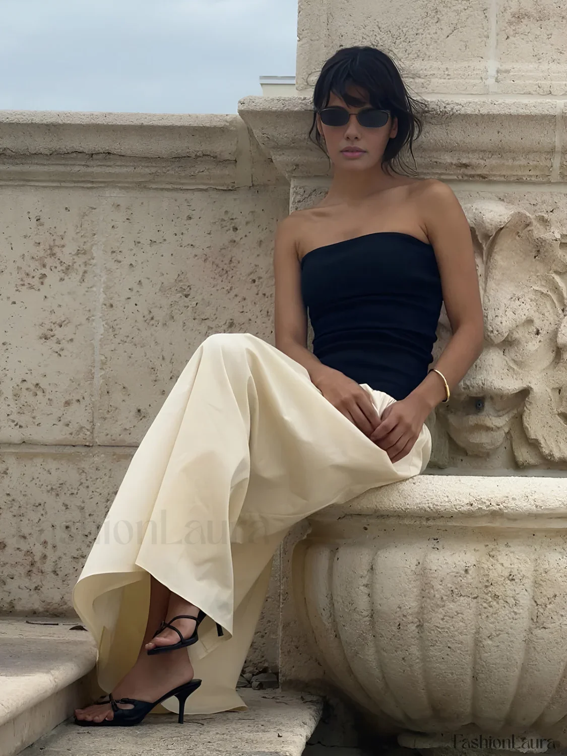Contrast Color Tube Long Dress - Image 12