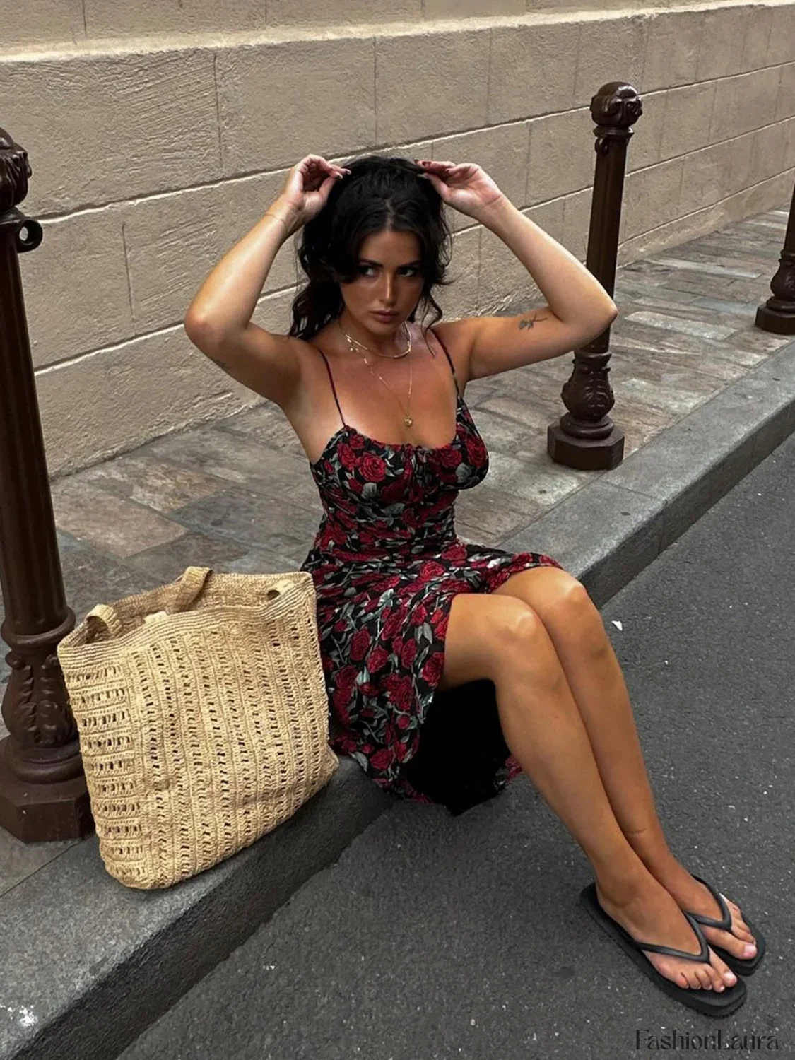 Bulgarian Roses Floral Cami Long Dress - Image 22