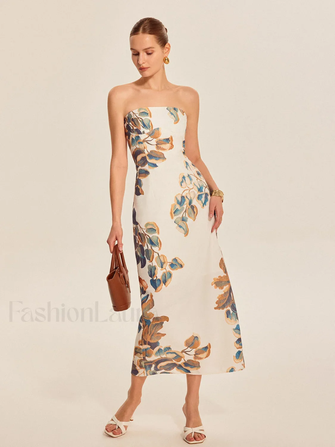 Floral Print Strapless Dress - Image 14