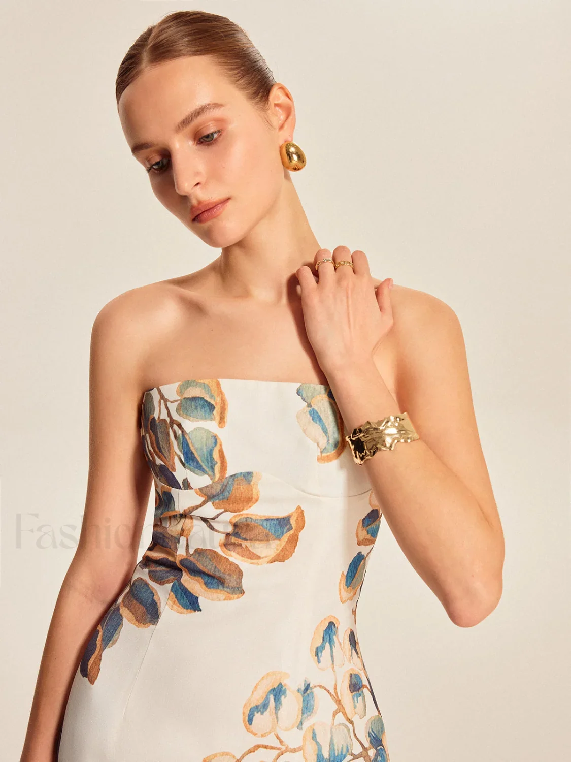 Floral Print Strapless Dress - Image 4