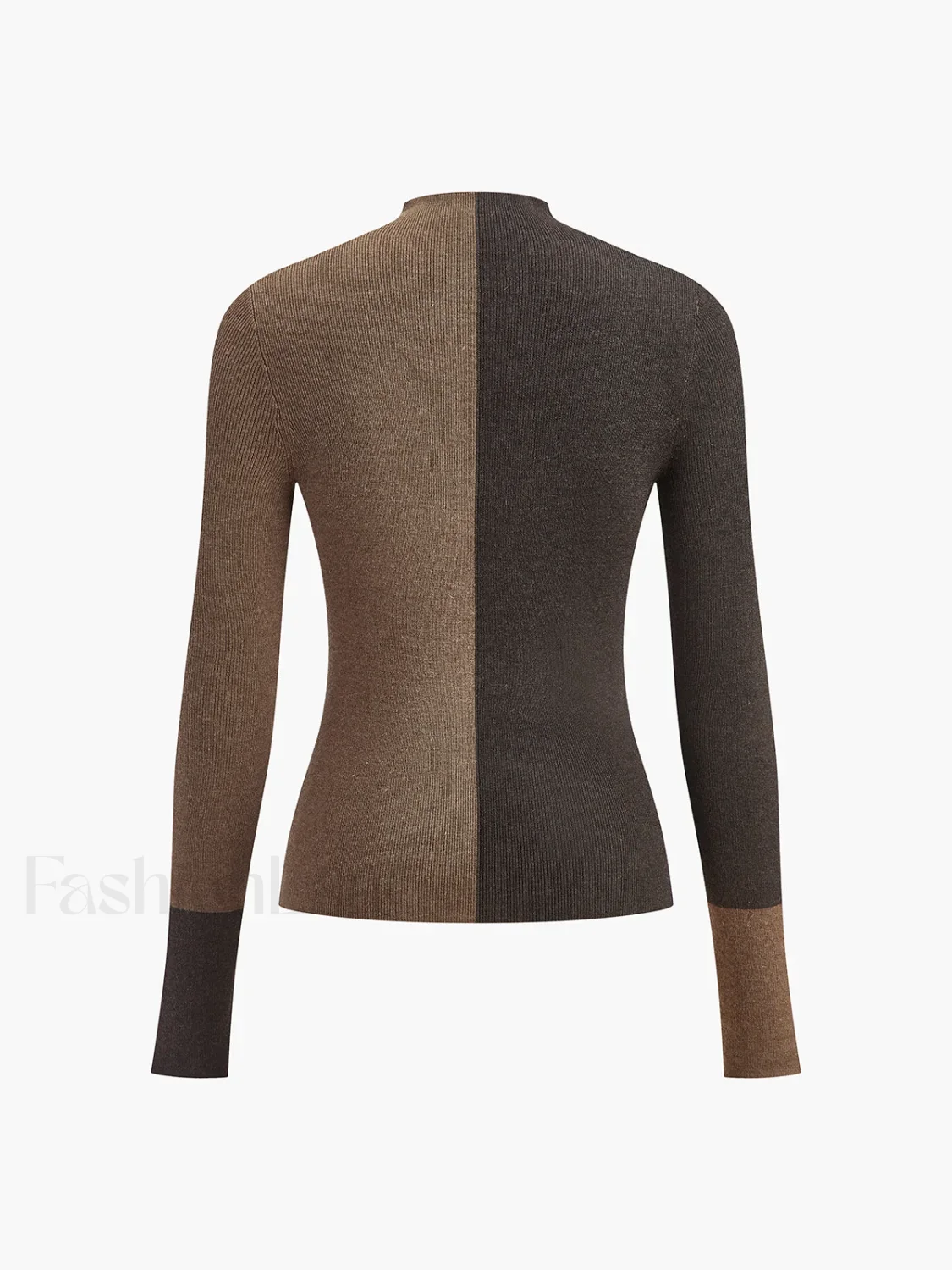 Wool-Blend Two Tone Skinny Knit Top - Image 12