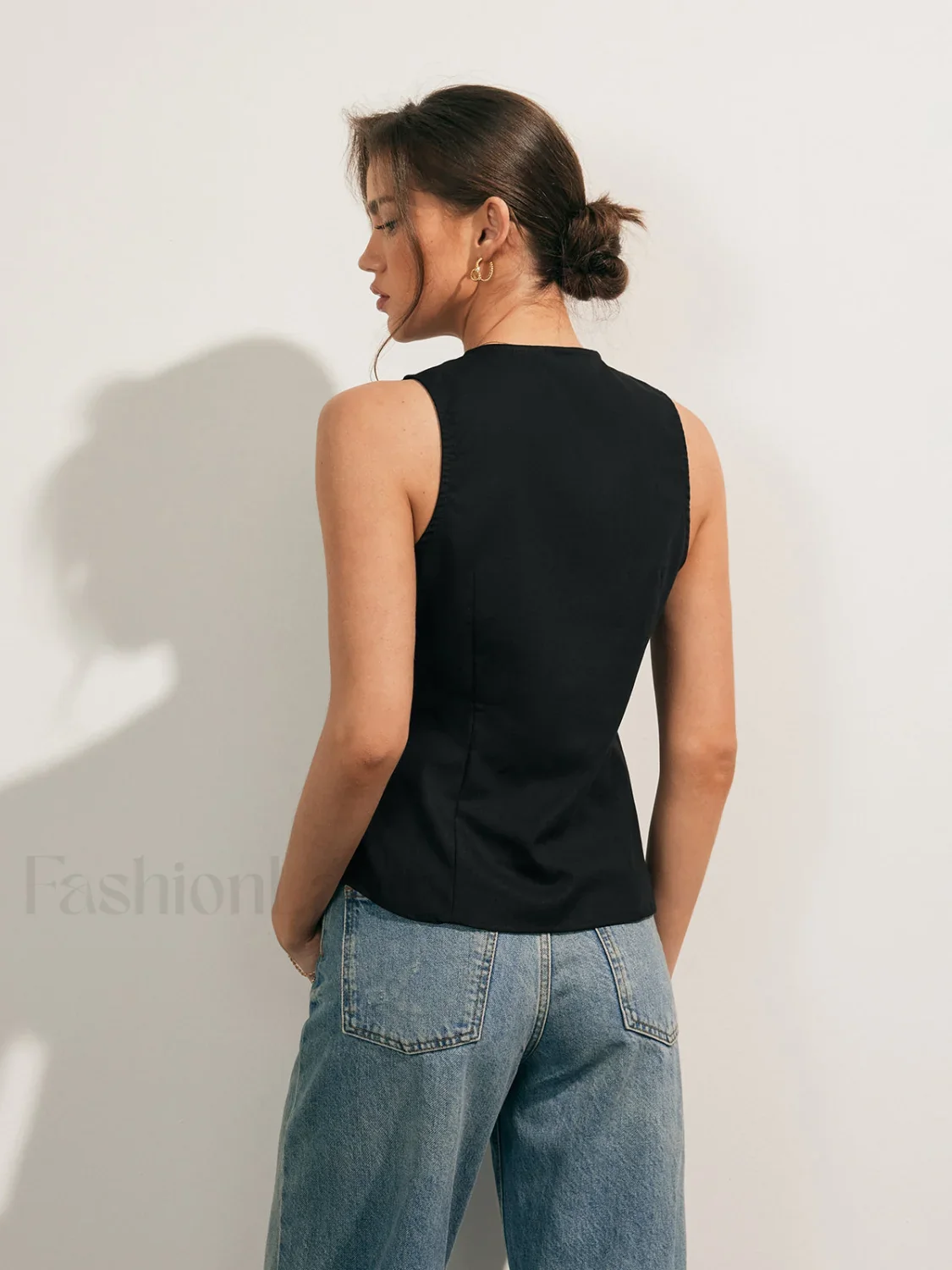 Linen Blends Button Up Tank Top - Image 4