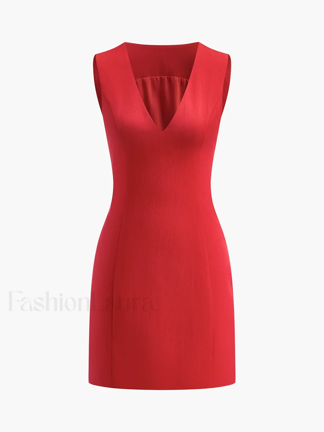 Snug V-Neck Sleeveless Short Dress - Image 23