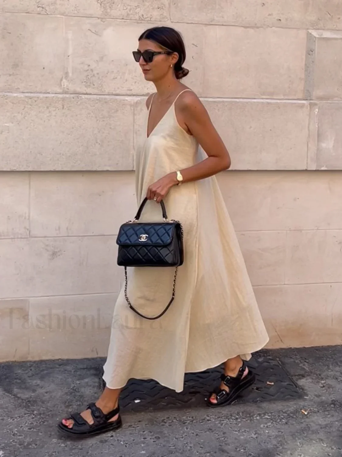 Double Layers V-neck Long Dress - Image 5