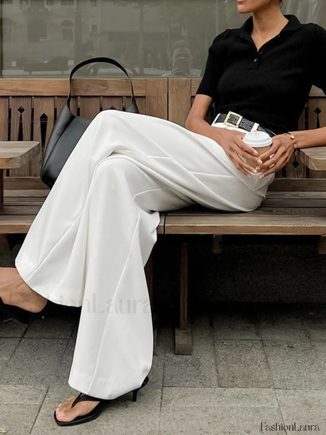 Solid Wide Leg Pants Without Belt - Image 31