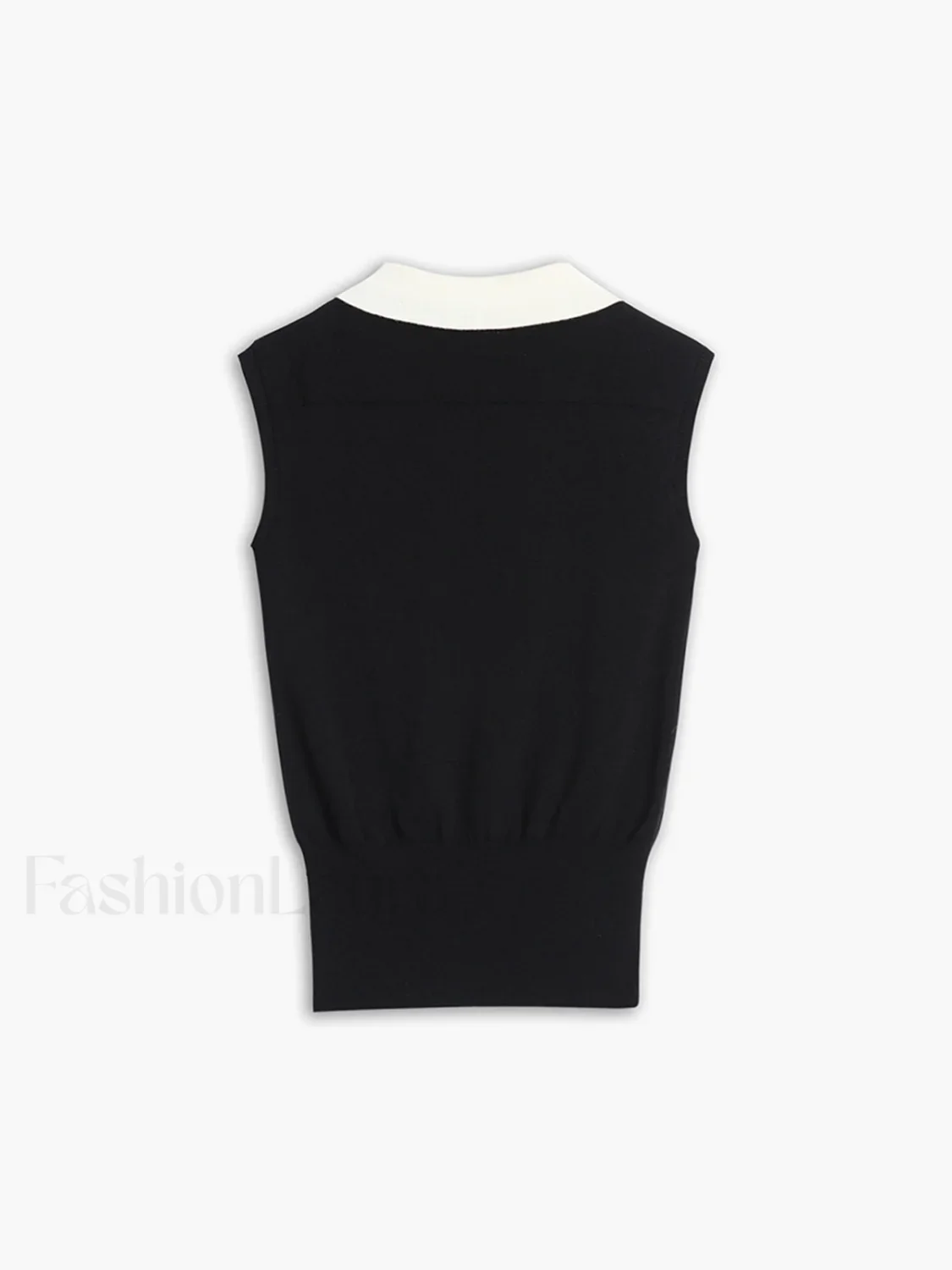 Contrast Trim Collar V-neck Knit Sweater Vest - Image 4