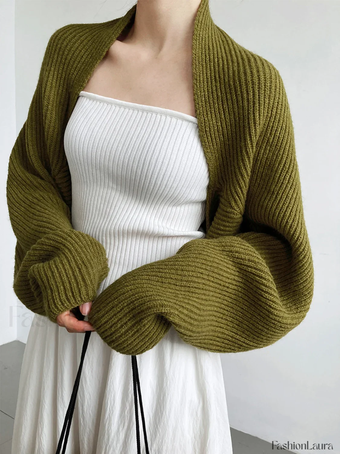 Solid Open-Front Shrug Sweater - Image 12