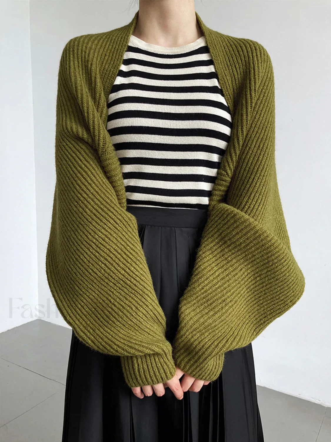 Solid Open-Front Shrug Sweater - Image 6