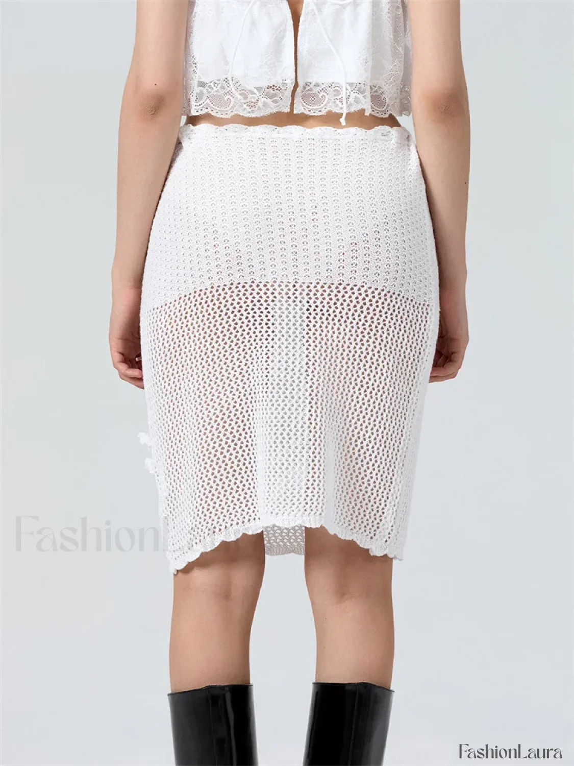 Crochet Flower Knitted Midi Skirt - Image 15