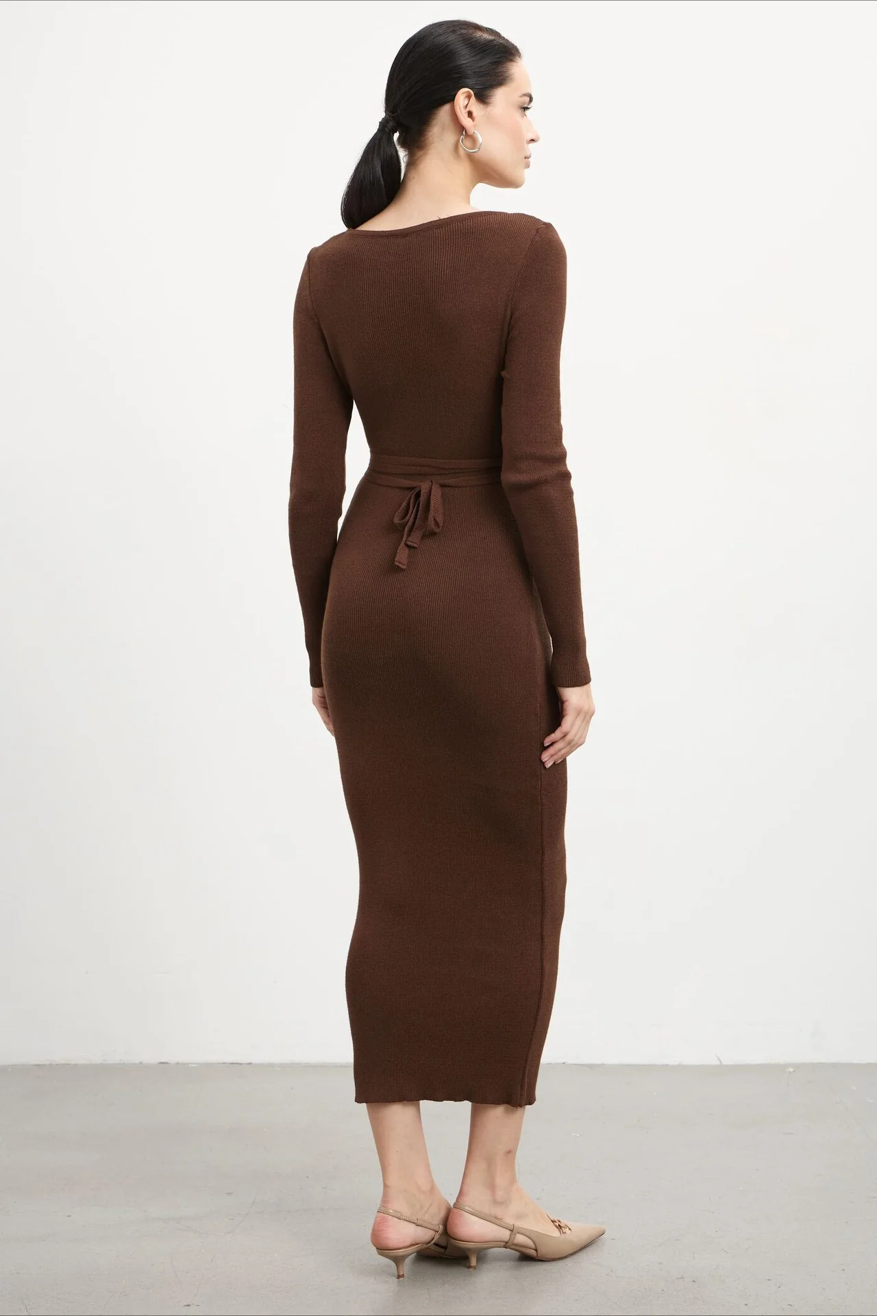 Deep V Hollow Out Knit Sweater Dress - Image 9