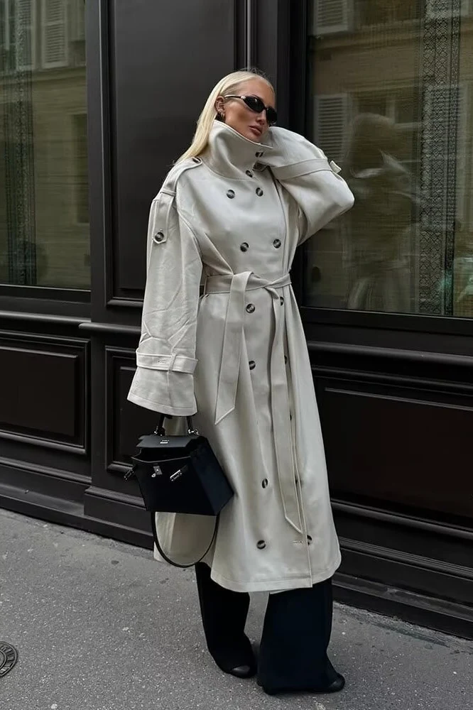 Double Breasted Belted Overcoat - Image 5