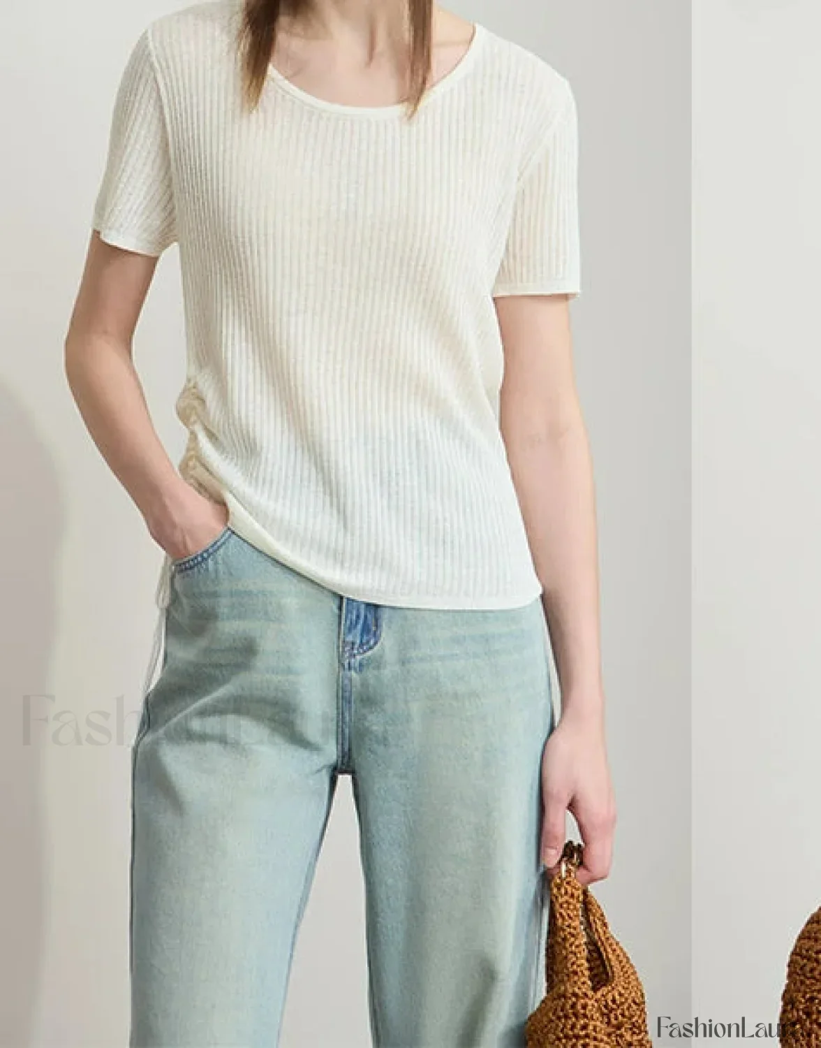 Drawstring Round Neck T-Shirt - Image 9