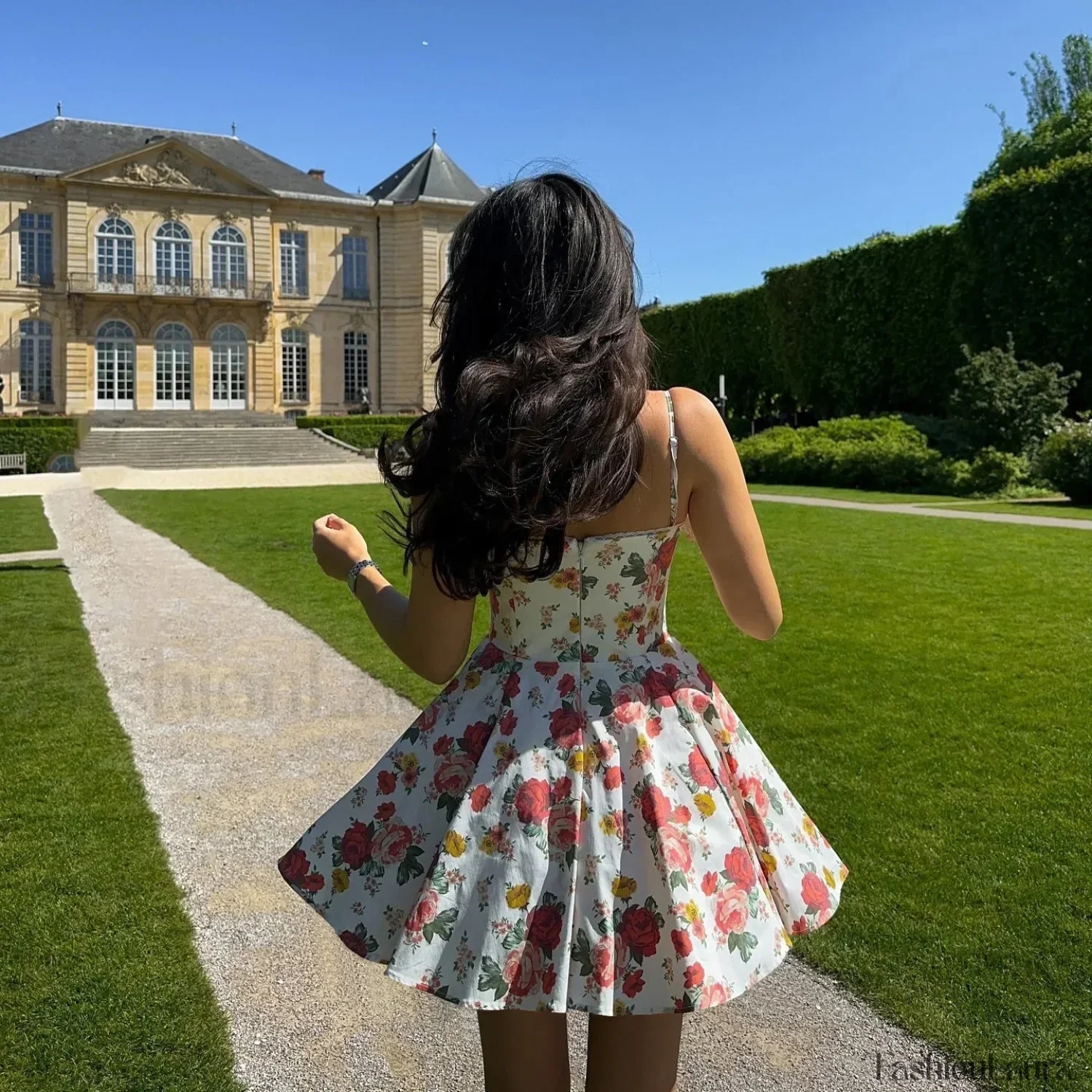 Elegant Floral Print Tulle Floral Dress - Image 17