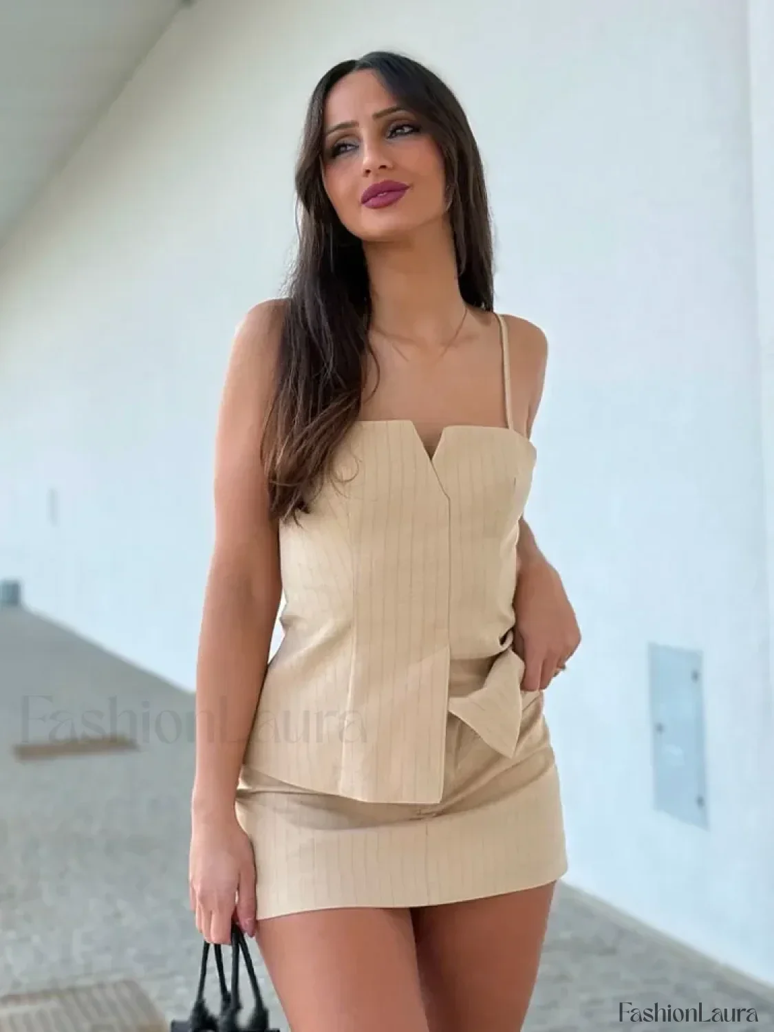 Elegant Striped Sling Culottes Two Piece Set - Image 14