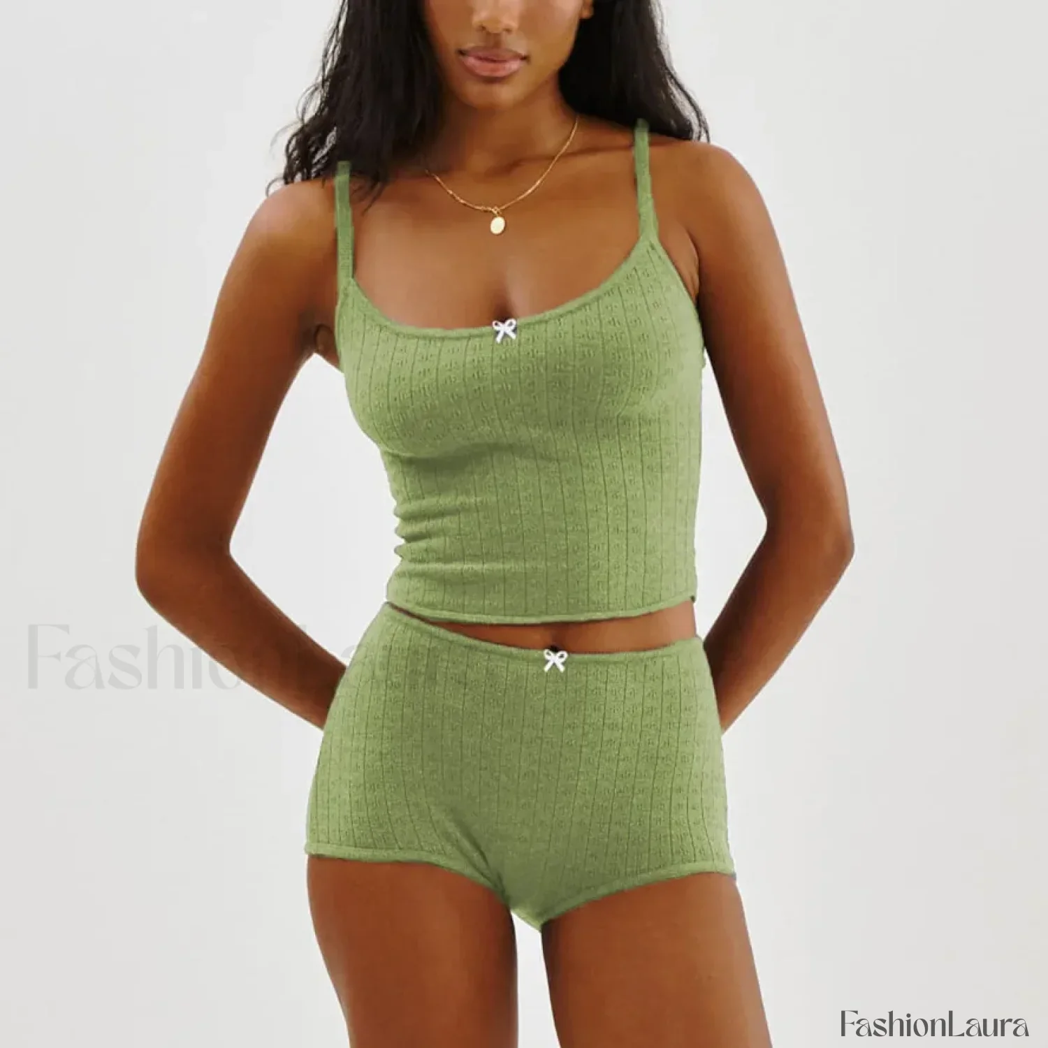 Fairy Grunge Lace Trim Tube Top Shorts Two Piece Set - Image 21