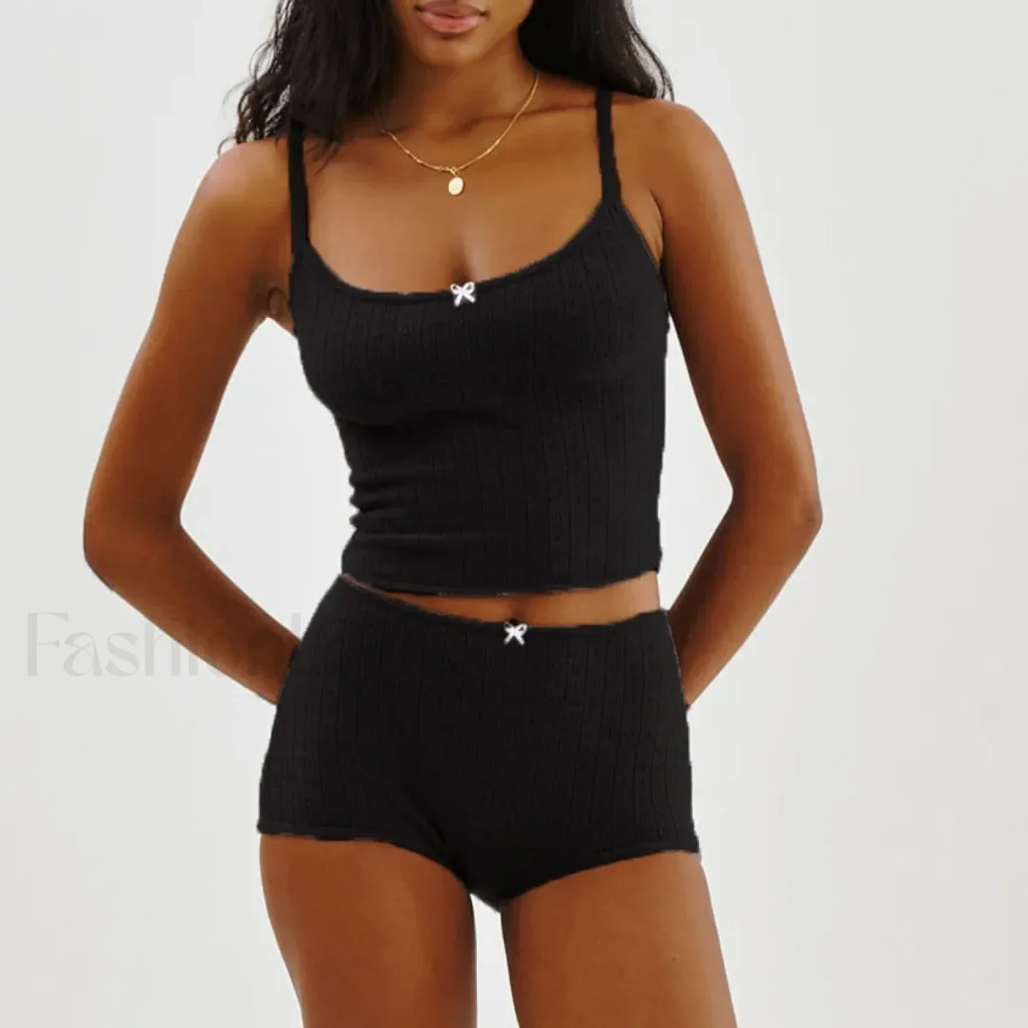 Fairy Grunge Lace Trim Tube Top Shorts Two Piece Set - Image 5