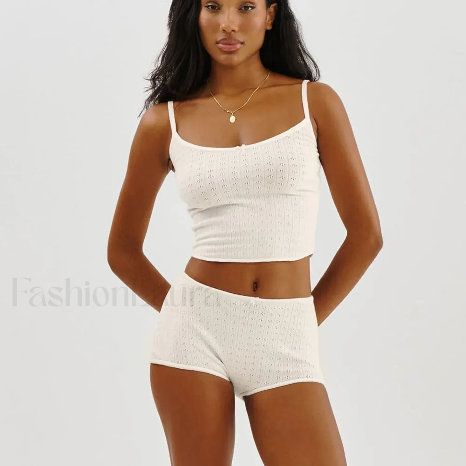 Fairy Grunge Lace Trim Tube Top Shorts Two Piece Set - Image 7