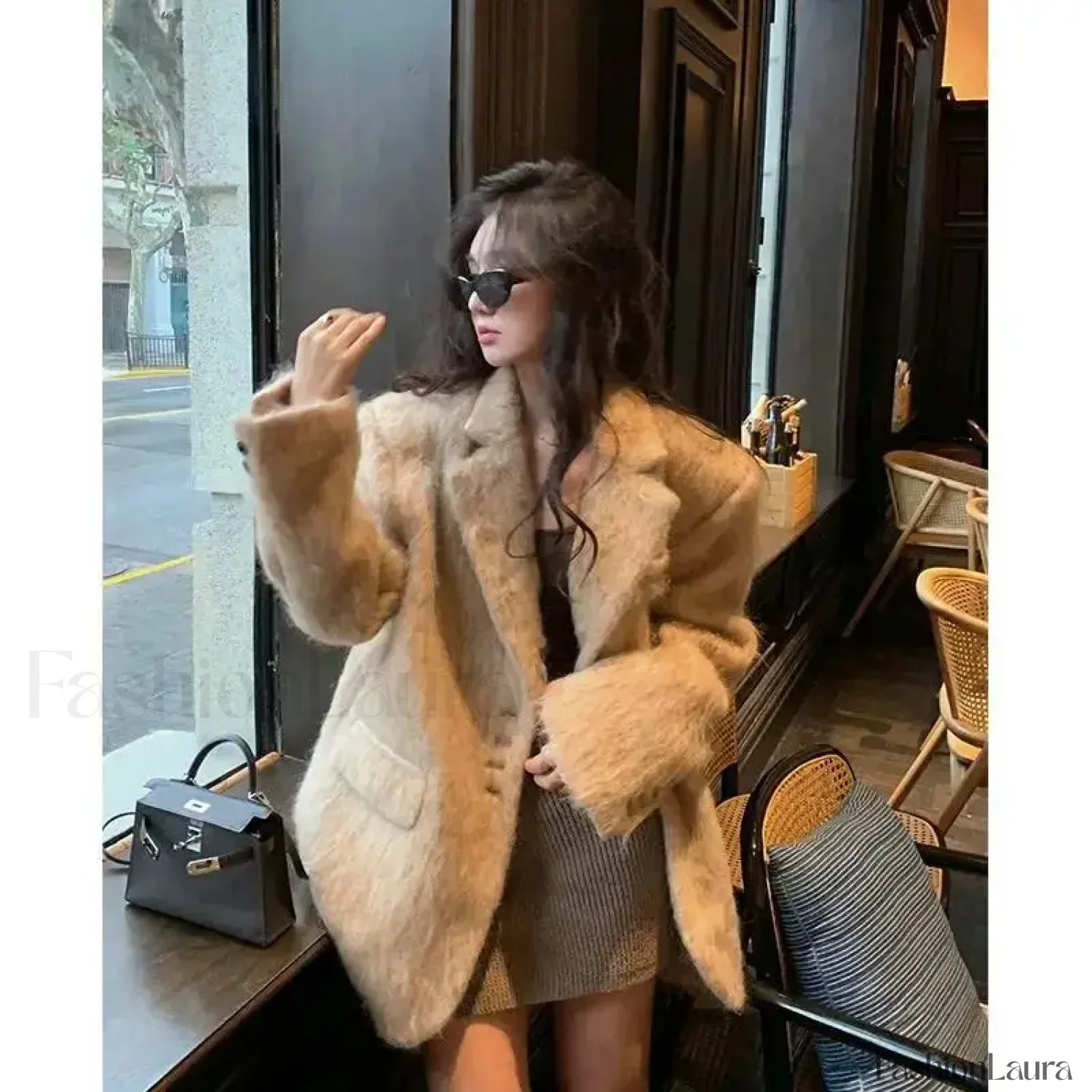 Fashion Pink Lapel Long Sleeves Women Blazer Jacket Loose Overcoats - Image 22
