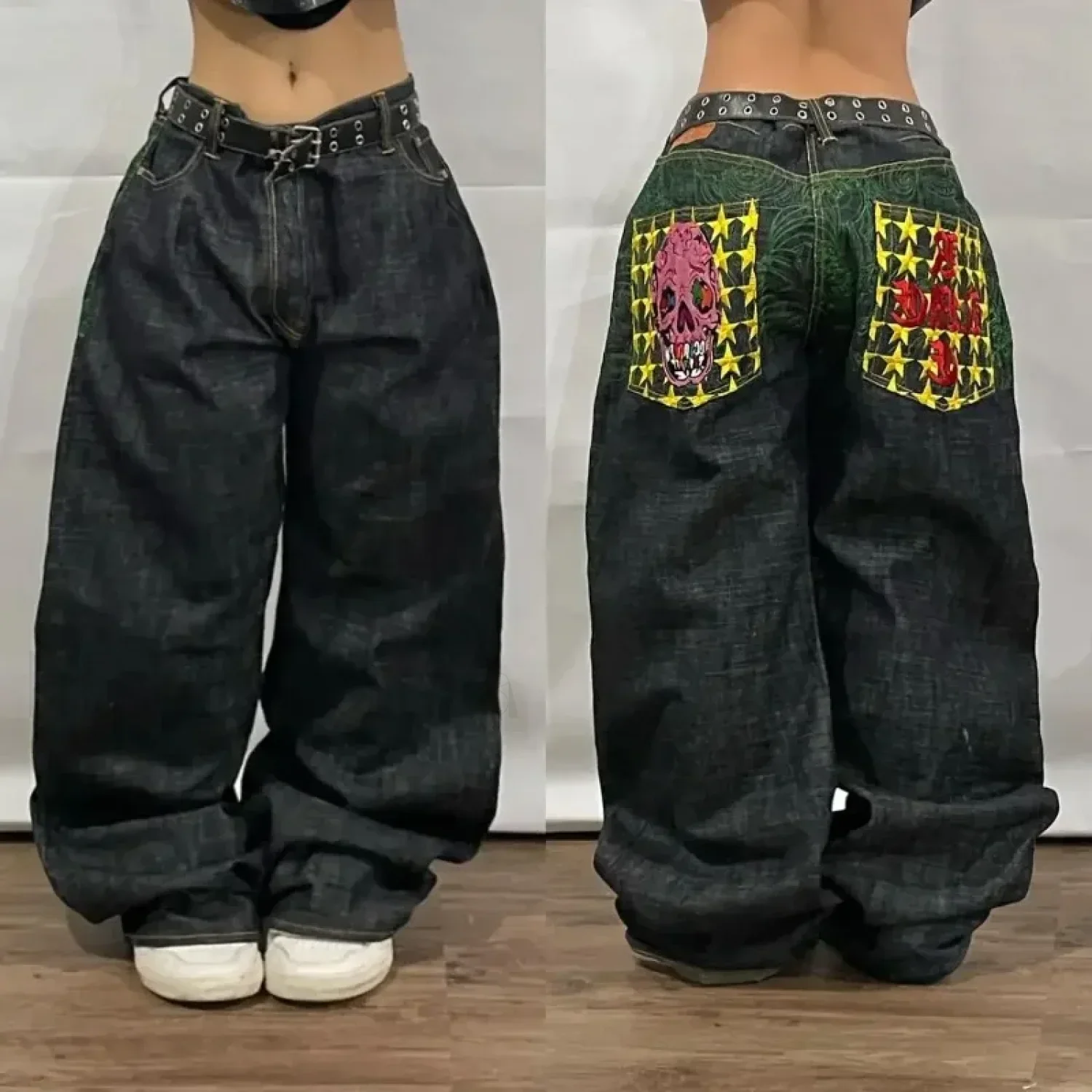 Vintage Wide Leg Baggy Jeans for Men: Y2K Hip Hop Street Style - Image 15