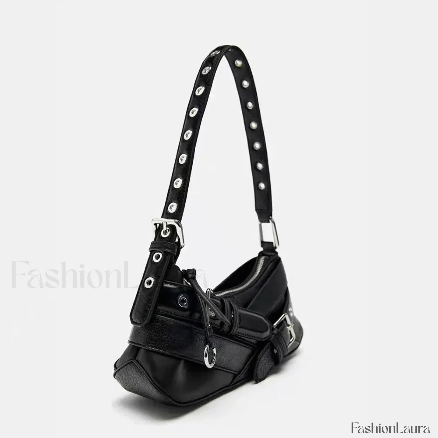 Goth Y2K Punk Rivet Chain School PU Leather Skeleton Fashion Women Backpack Bag - Image 14