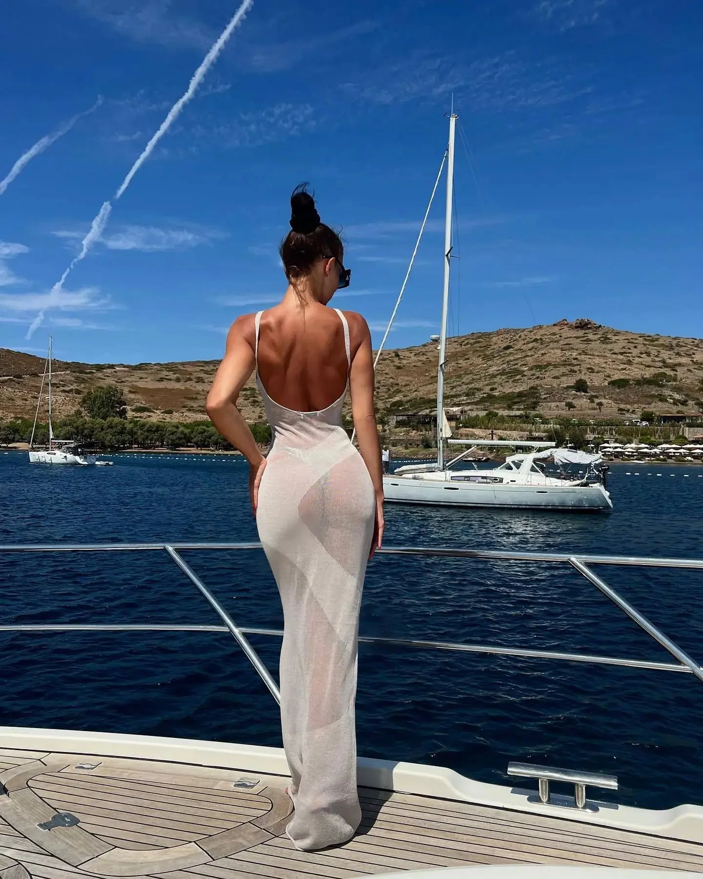 Summer Knit Backless See Through Sexy Sleeveless Bodycon Beach Party Cover Up Maxi Dress - Image 11