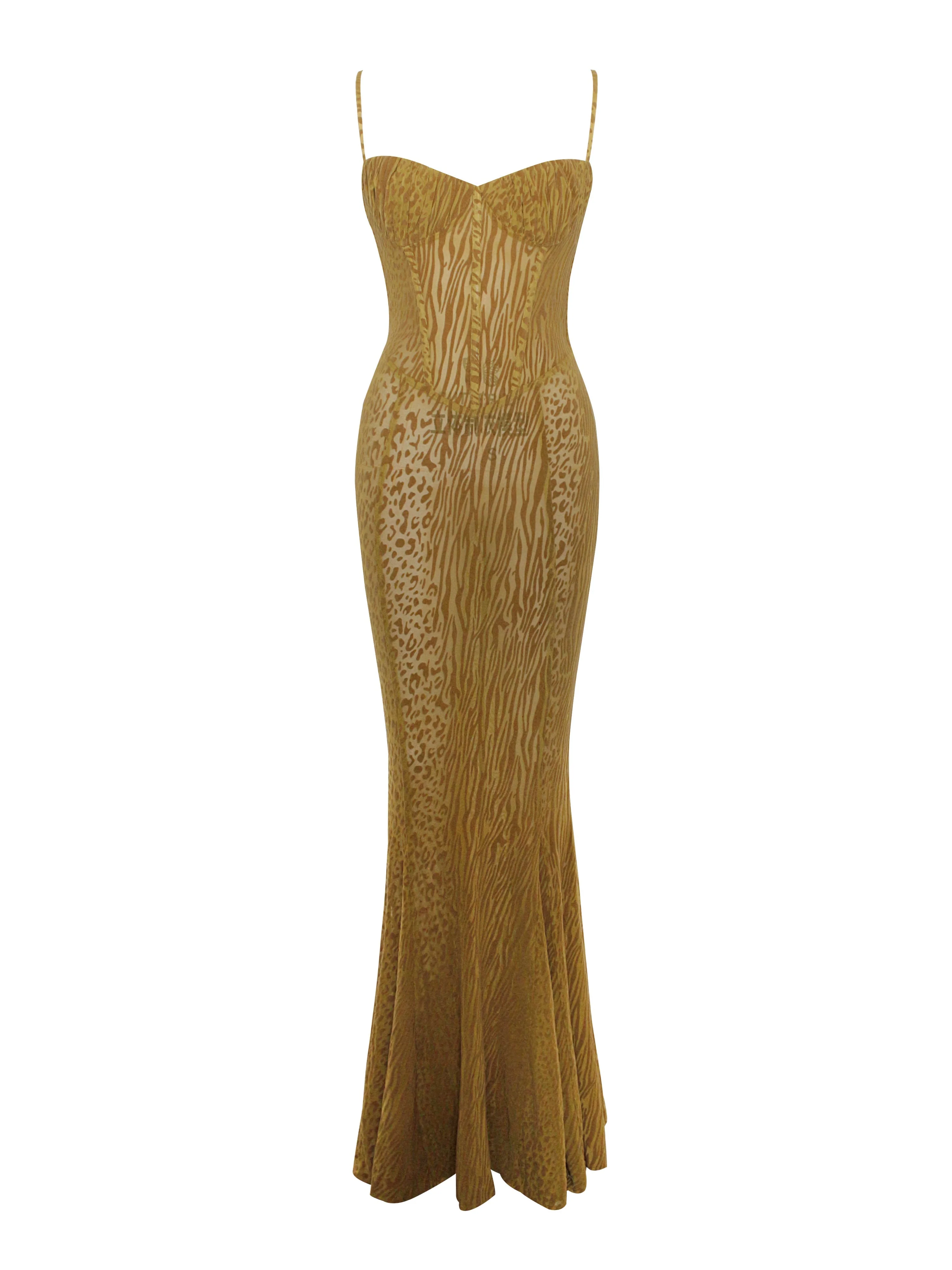 Ulani Gold Burnout Velvet Graceful Detail Mesh Maxi Dress - Image 24