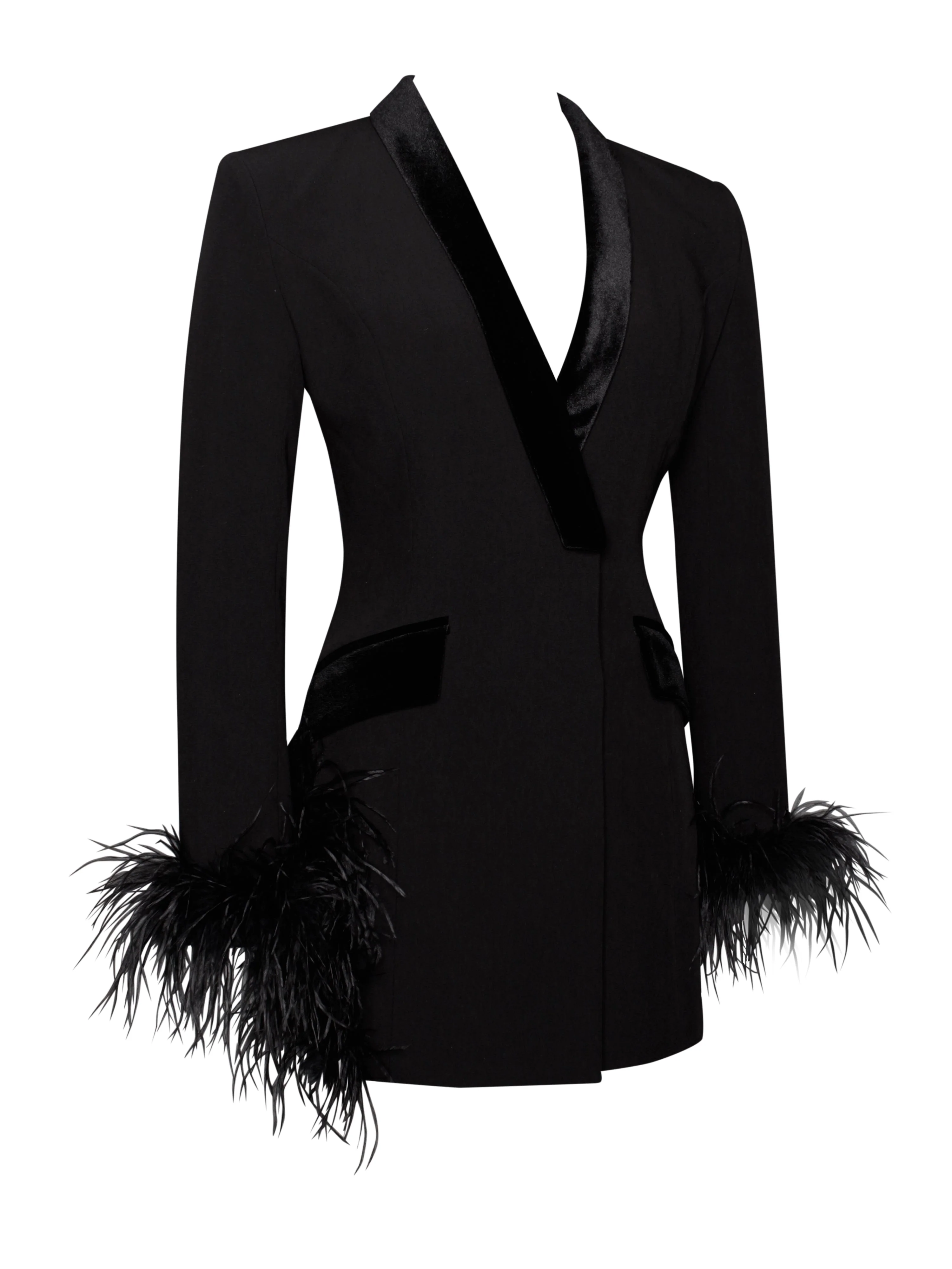 Madeline Black Feather Charming Trim Blazer Dress - Image 37