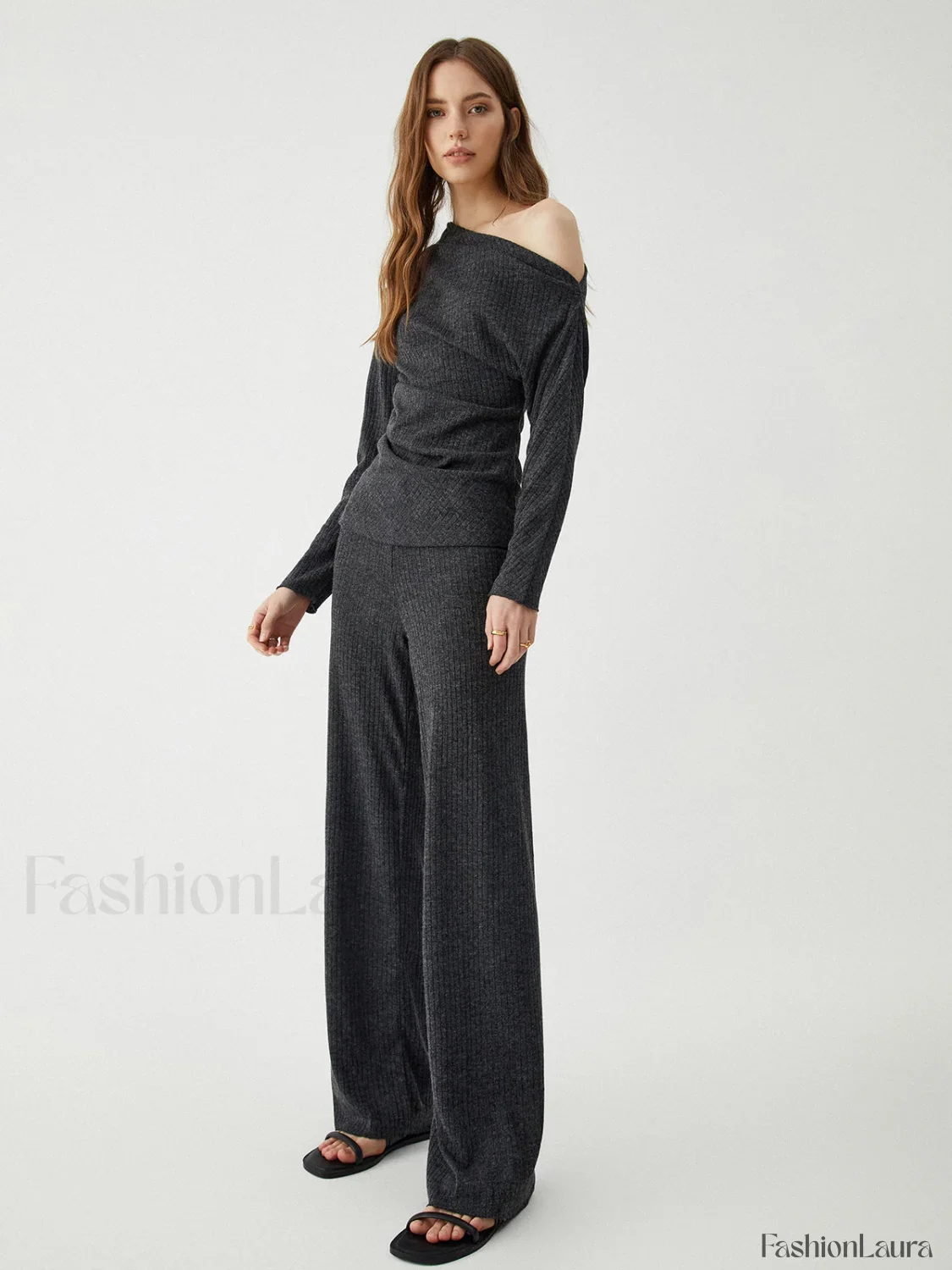 Loose Casual Graceful Gray Two-Piece Set - Image 13